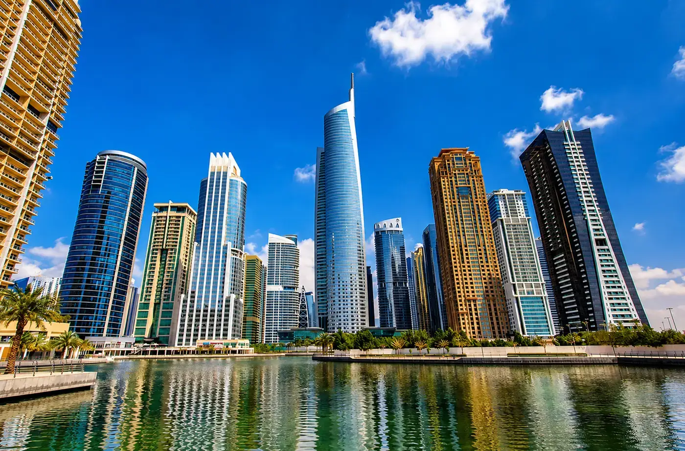 Jumeirah Lakes Towers and DMCC business district in Dubai